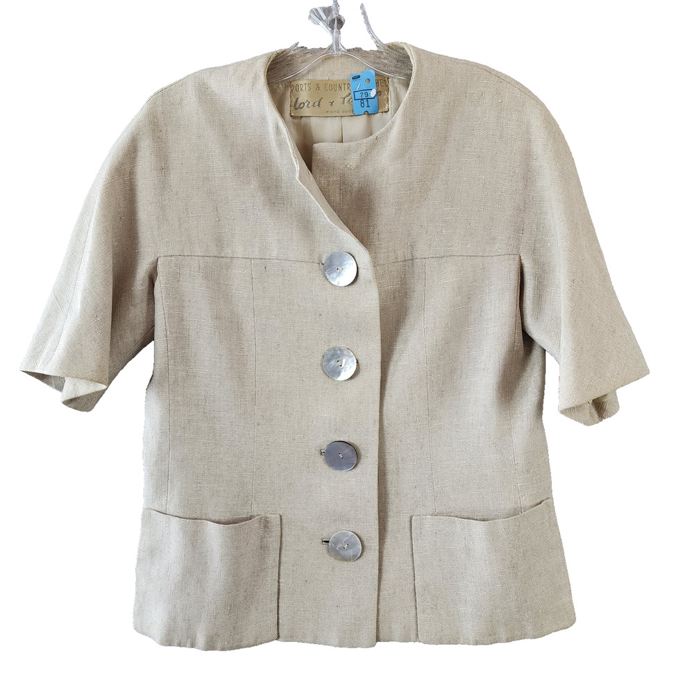 Lord & Taylor Short Sleeve Linen Jacket Women Small - Ellen Brook - Vintage